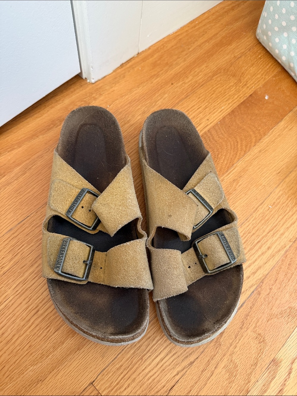 Birkenstock Kids Suede Two-Strap Sandals in Tan